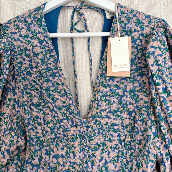 NWT MIRTH CAFTAN Perth Backless Short Dress Blueberry Print - Small - Picture 6 of 13